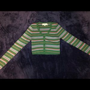 Striped crop top button up sweater size small